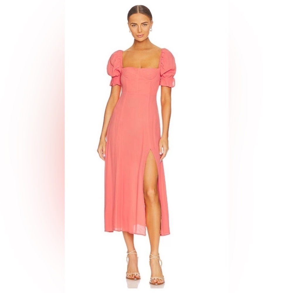 WEWOREWHAT Puff Sleeve Dress, Coral, size 6 - Picture 2 of 12